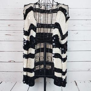 Wallis Black and Cream Stripe Sequin Cardigan